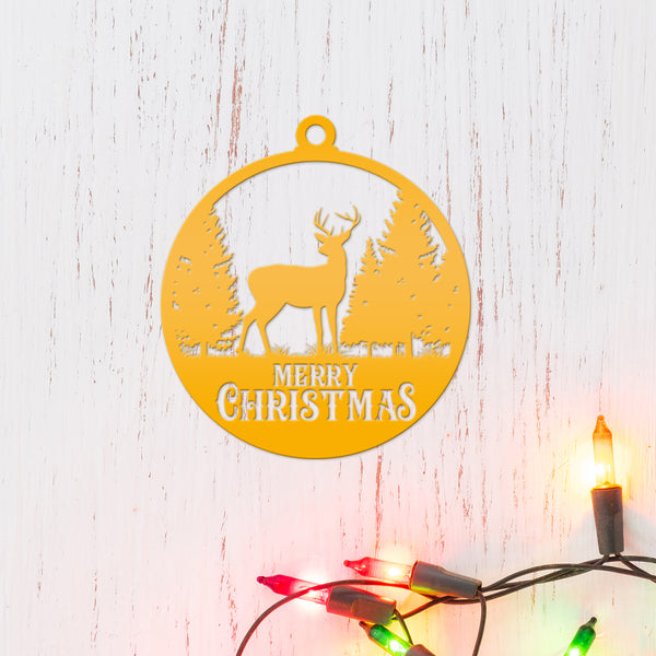 Deer Merry Christmas Metal Christmas/Holiday Ornament