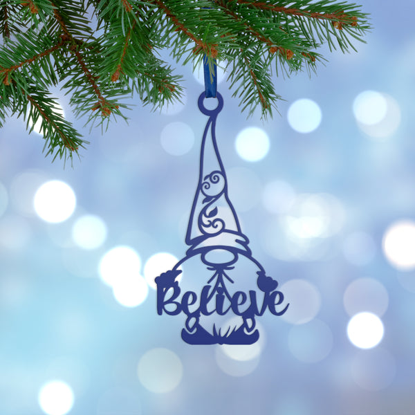 Holiday Gnome Hanging Ornament - Whimsical Christmas Tree Decor - Unique Laser Cut Gnome Trinket - Seasonal Decoration - Stocking Stuffer