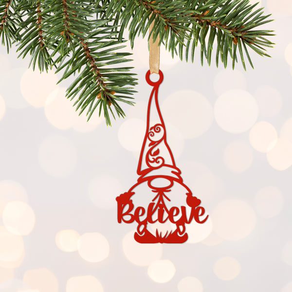 Holiday Gnome Hanging Ornament - Whimsical Christmas Tree Decor - Unique Laser Cut Gnome Trinket - Seasonal Decoration - Stocking Stuffer