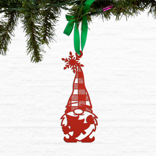 Festive Christmas Gnome Metal Ornament - Unique Seasonal Decor - Whimsical Holiday Decorations - Stocking Stuffer - Novelty Xmas Trinkets