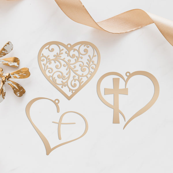 Assorted Heart Metal Christmas/Holiday Ornaments