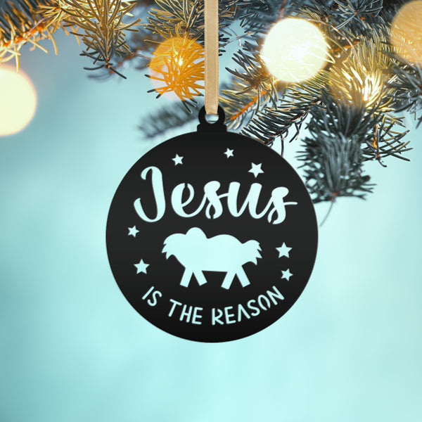 Christian Holiday Decor - Elegant Metal 'Jesus is the Reason' Ornament - Faith Inspired Christmas Decorations - Cute Stocking Stuffer Gifts