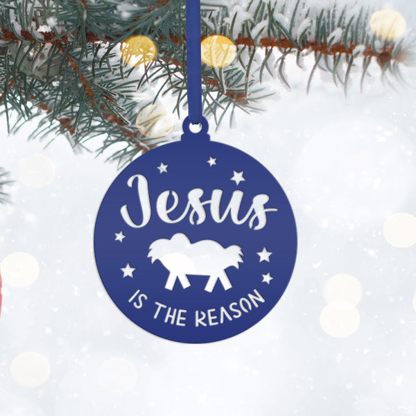 Christian Holiday Decor - Elegant Metal 'Jesus is the Reason' Ornament - Faith Inspired Christmas Decorations - Cute Stocking Stuffer Gifts