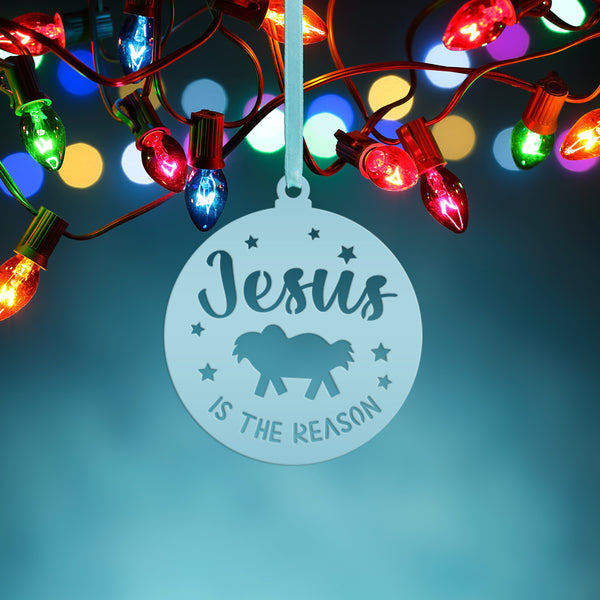 Christian Holiday Decor - Elegant Metal 'Jesus is the Reason' Ornament - Faith Inspired Christmas Decorations - Cute Stocking Stuffer Gifts