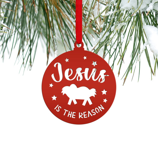 Christian Holiday Decor - Elegant Metal 'Jesus is the Reason' Ornament - Faith Inspired Christmas Decorations - Cute Stocking Stuffer Gifts