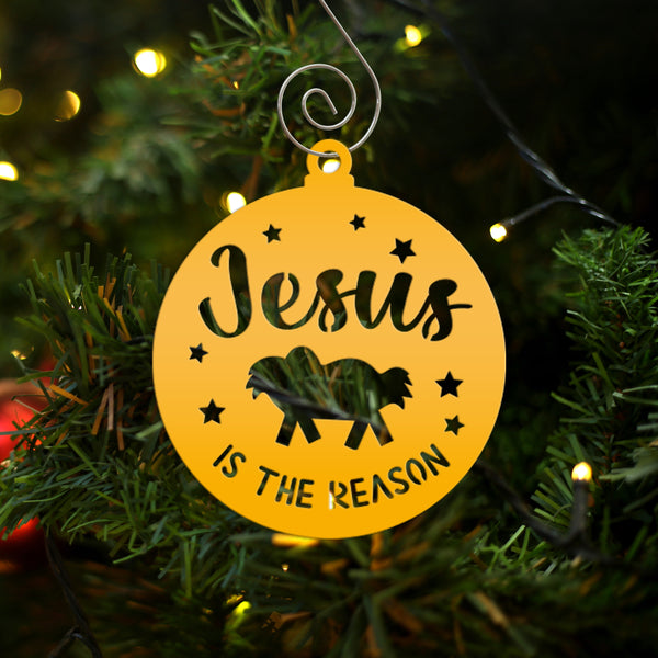 Christian Holiday Decor - Elegant Metal 'Jesus is the Reason' Ornament - Faith Inspired Christmas Decorations - Cute Stocking Stuffer Gifts