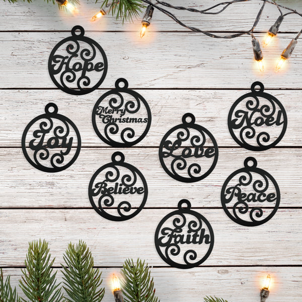 Inspirational Word Metal Christmas/Holiday Ornaments