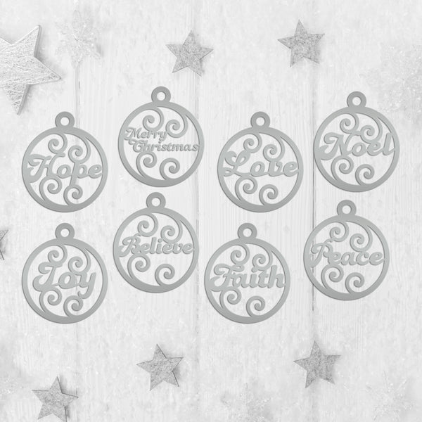 Inspirational Word Metal Christmas/Holiday Ornaments