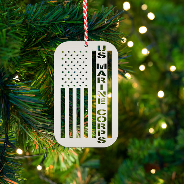 Patriotic Holiday Veteran Metal Ornament for Christmas - American Flag Seasonal Decor - Military Trinket - Stocking Stuffer - Veteran's Gift