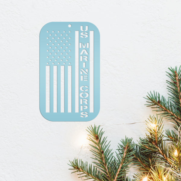 Patriotic Holiday Veteran Metal Ornament for Christmas - American Flag Seasonal Decor - Military Trinket - Stocking Stuffer - Veteran's Gift