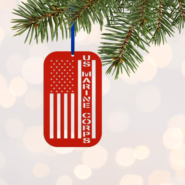 Patriotic Holiday Veteran Metal Ornament for Christmas - American Flag Seasonal Decor - Military Trinket - Stocking Stuffer - Veteran's Gift