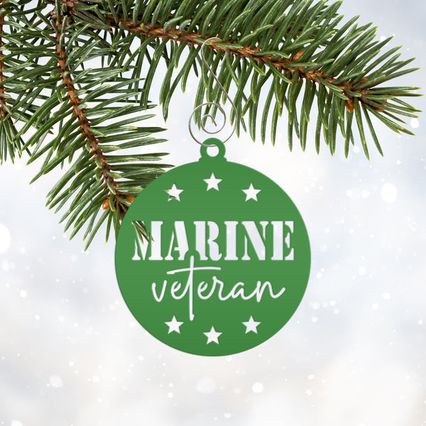 Patriotic Marine Corp Vet Ornament - USA Military Veteran Metal Decor - Seasonal Decorations - Christmas Stocking Stuffers - Gift for Father