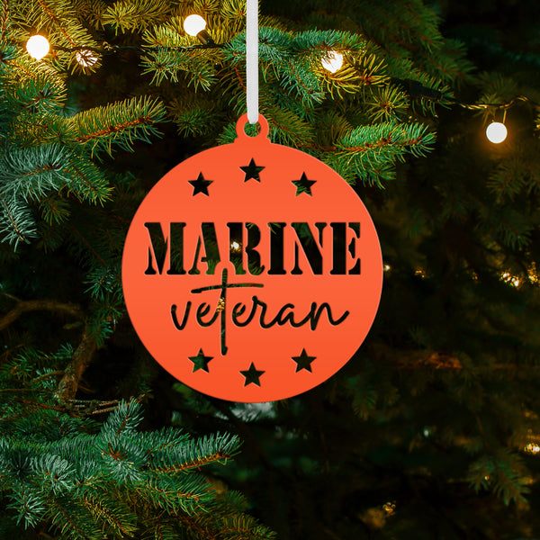 Patriotic Marine Corp Vet Ornament - USA Military Veteran Metal Decor - Seasonal Decorations - Christmas Stocking Stuffers - Gift for Father