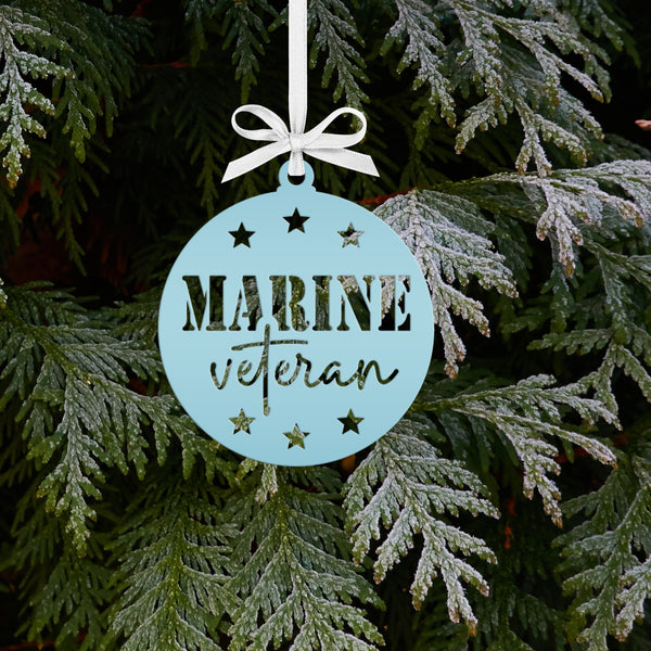 Patriotic Marine Corp Vet Ornament - USA Military Veteran Metal Decor - Seasonal Decorations - Christmas Stocking Stuffers - Gift for Father