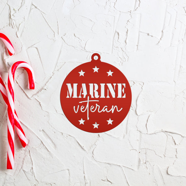 Patriotic Marine Corp Vet Ornament - USA Military Veteran Metal Decor - Seasonal Decorations - Christmas Stocking Stuffers - Gift for Father