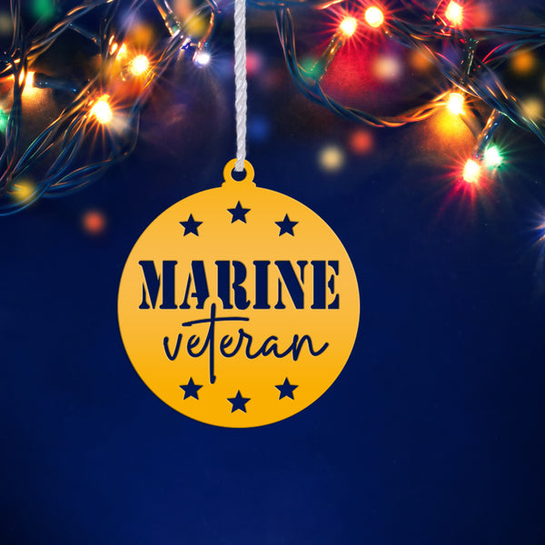 Patriotic Marine Corp Vet Ornament - USA Military Veteran Metal Decor - Seasonal Decorations - Christmas Stocking Stuffers - Gift for Father