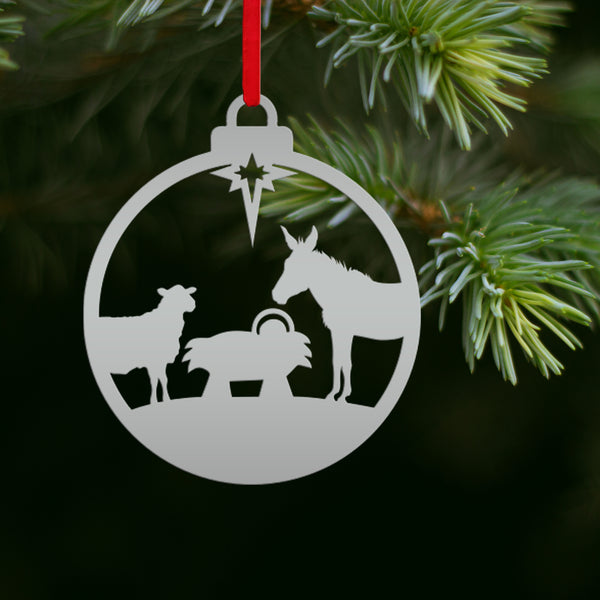 Christmas Manger Animals Ornament - Charming Holiday Decor - Festive Winter Decorations - Christian Metal Art - Elegant Nativity Trinket