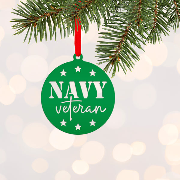 Navy Veteran Ornament - USA Military Keepsake - Metal Patriotic Decor - Gift for Vet - Christmas Stocking Stuffer - Cute Holiday Decorations