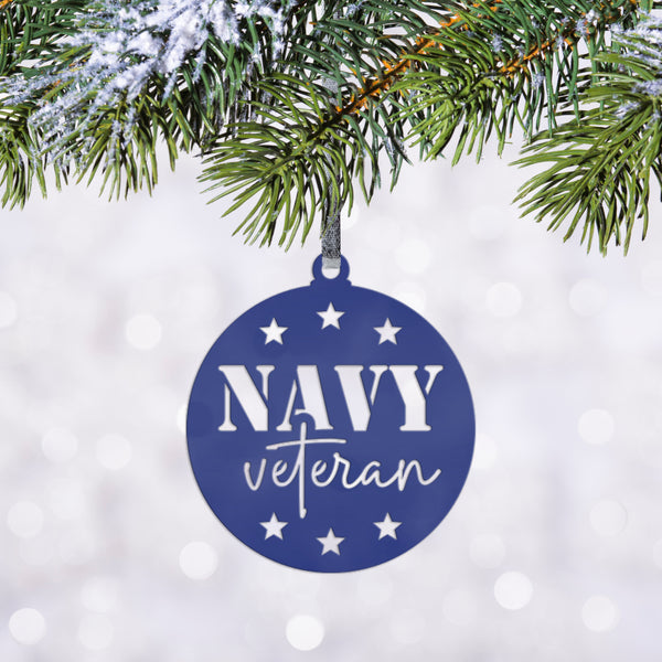 Navy Veteran Ornament - USA Military Keepsake - Metal Patriotic Decor - Gift for Vet - Christmas Stocking Stuffer - Cute Holiday Decorations