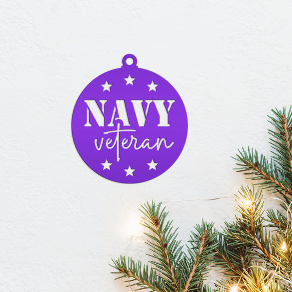 Navy Veteran Ornament - USA Military Keepsake - Metal Patriotic Decor - Gift for Vet - Christmas Stocking Stuffer - Cute Holiday Decorations