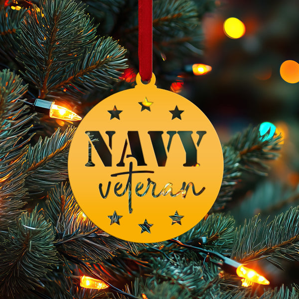 Navy Veteran Ornament - USA Military Keepsake - Metal Patriotic Decor - Gift for Vet - Christmas Stocking Stuffer - Cute Holiday Decorations