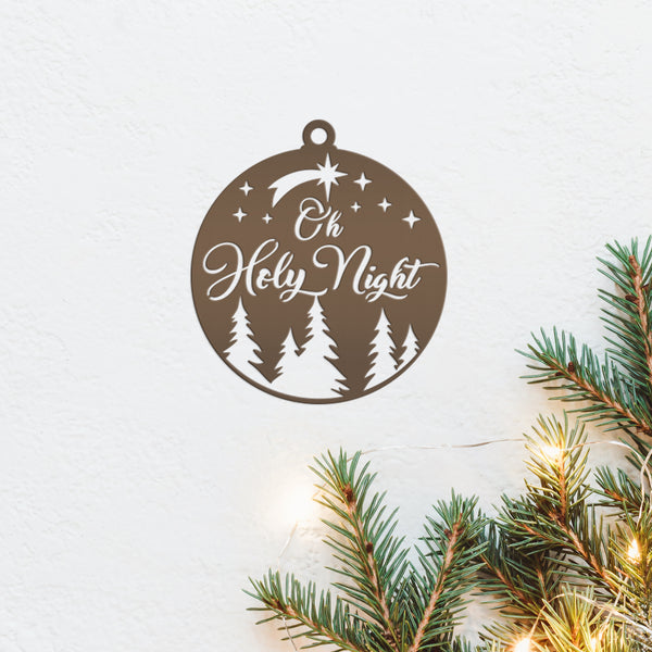 Metal O Holy Night Holiday Ornament - Charming Christmas Decor - Cute Xmas Trinket - Stocking Stuffer Gifts - Festive Winter Decorations