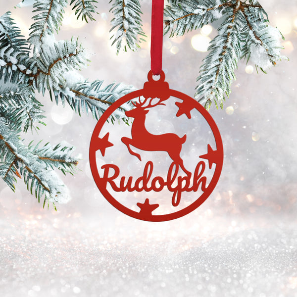 Santa's Reindeer Metal Christmas/Holiday Ornaments