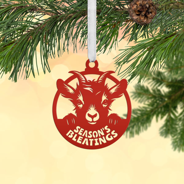 Goat Farm Metal Ornament - Ideal Gift for Animal Lovers - Farmhouse Decor - Holiday Decorations - Cute Seasonal Trinket - Season's Bleatings