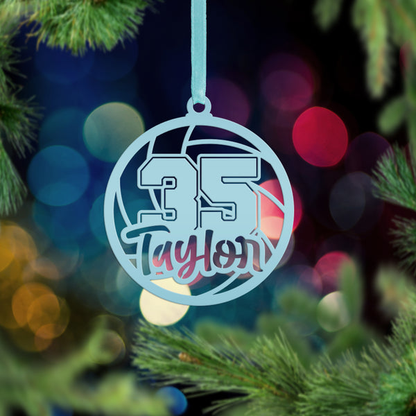 Personalized Volleyball and Number Metal Christmas/Holiday Ornament