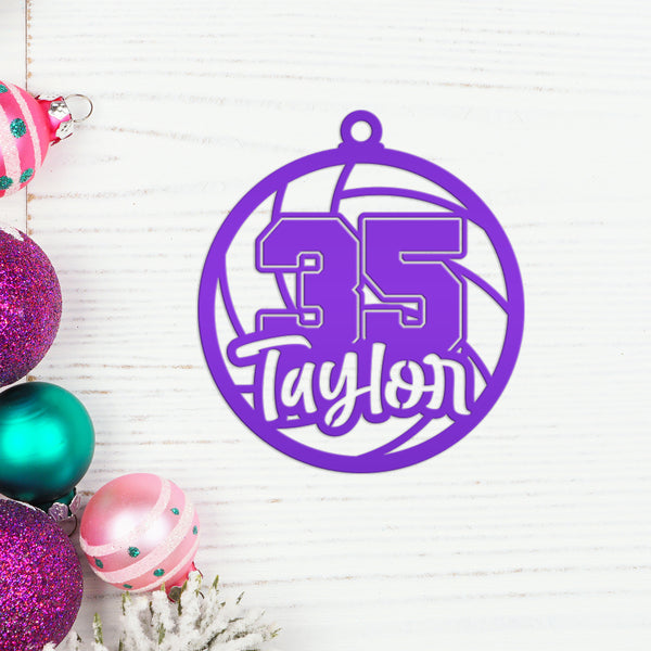 Personalized Volleyball and Number Metal Christmas/Holiday Ornament
