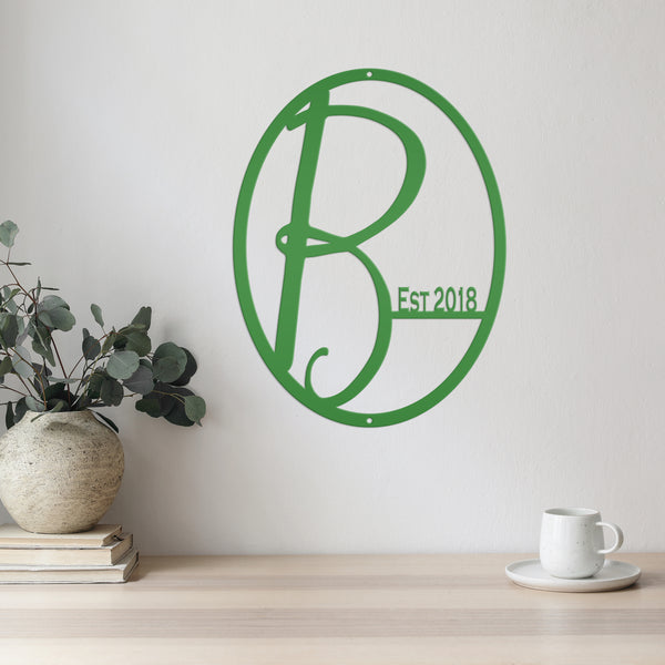 Oval Monogram Established Date, Wedding Gift, Anniversary Gift, Housewarming Gift -Personalized