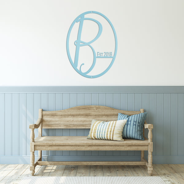 Oval Monogram Established Date, Wedding Gift, Anniversary Gift, Housewarming Gift -Personalized