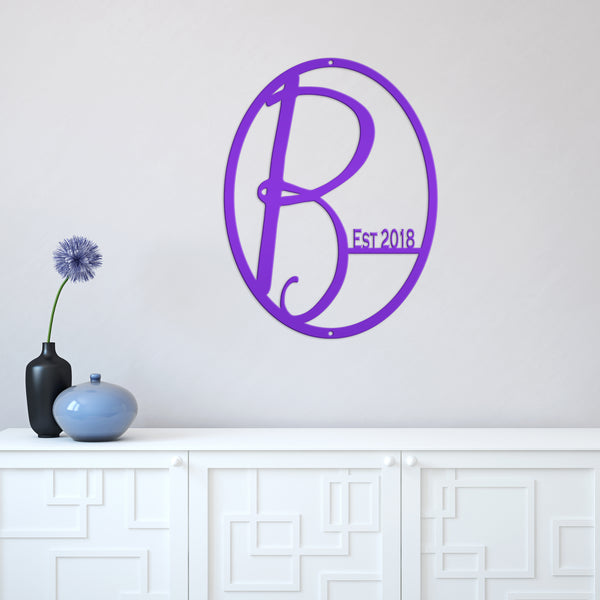 Oval Monogram Established Date, Wedding Gift, Anniversary Gift, Housewarming Gift -Personalized