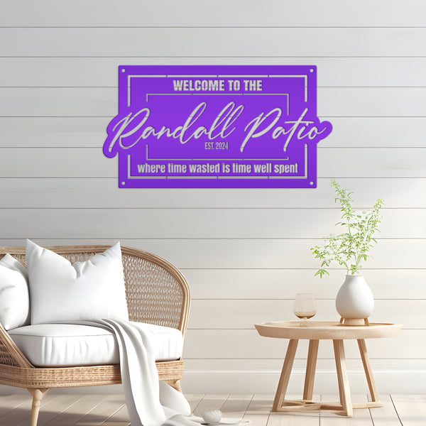 Customizable Patio Metal Sign - Personalized Front Porch Decor - Welcoming Entryway Wall Art - Charming Outdoor Signage - Housewarming Gifts