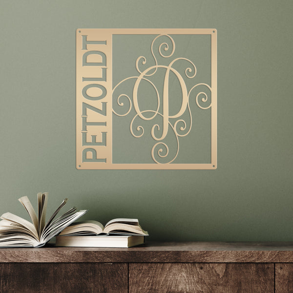 Square Metal Monogram Sign, Wedding Gift, Family Name Sign, Outdoor Name Sign, Couples Gift, Last Name Sign, Anniversary Gift