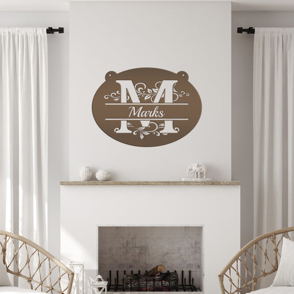 Unique Family Name Monogram Metal Sign for Home - Charming Farmhouse Decor - Elegant Wall Art - Gift for Wedding, Anniversary & Housewarming