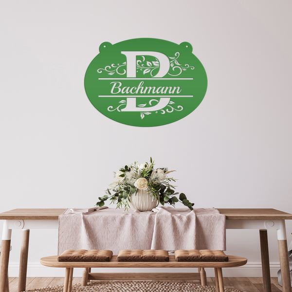 Unique Family Name Monogram Metal Sign for Home - Charming Farmhouse Decor - Elegant Wall Art - Gift for Wedding, Anniversary & Housewarming