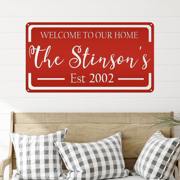 Personalized Family Name  Metal Sign, Welcome Sign for Home, Porch Sign Ideas, Welcome Sign & Wall Decor