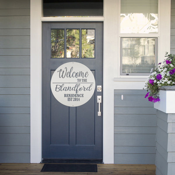Personalized Welcome Sign, Round Front Door Sign, Business Sign, Elegant Front Door Sign