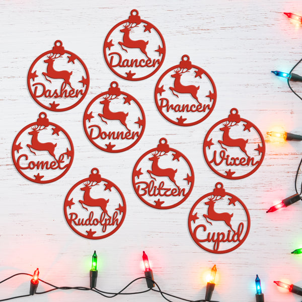 Santa's Reindeer Metal Christmas/Holiday Ornaments