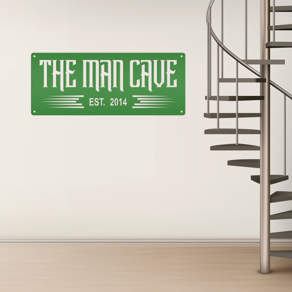 The Man Cave with Established Date Metal Sign