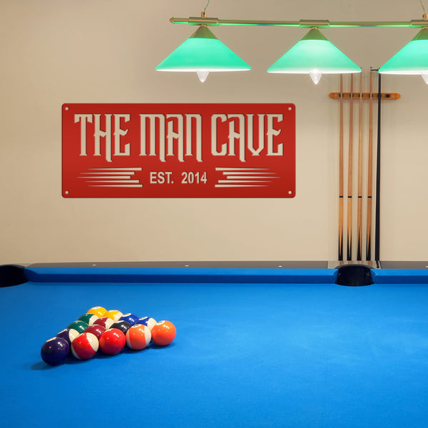 The Man Cave with Established Date Metal Sign