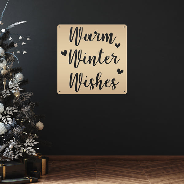 Warm Winter Wishes Christmas Metal Sign