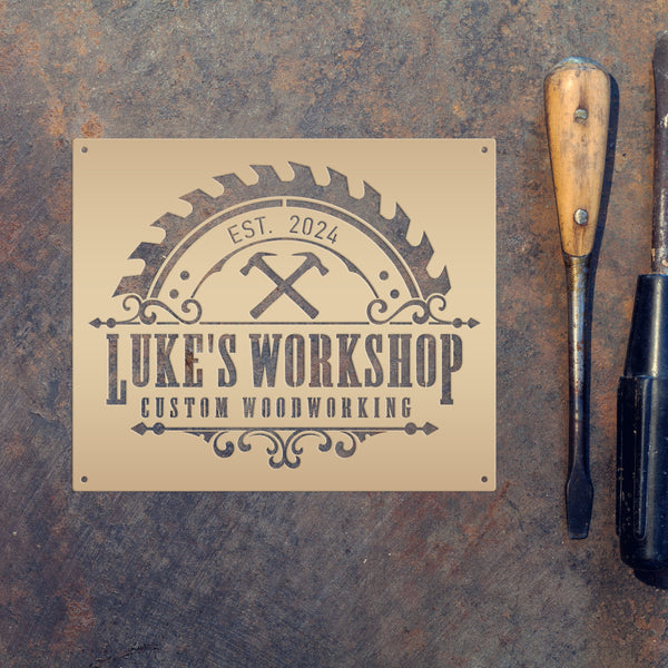 Custom Workshop Sign, Business Sign for Workshop, Dads Workshop, Gift for Handyman, Fathers Day Gift, Mancave Wall Decor, Dads Mancave Wall Decor, Gift for Carpenter, Mechanic Workshop Metal Sign