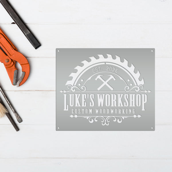 Custom Workshop Sign, Business Sign for Workshop, Dads Workshop, Gift for Handyman, Fathers Day Gift, Mancave Wall Decor, Dads Mancave Wall Decor, Gift for Carpenter, Mechanic Workshop Metal Sign