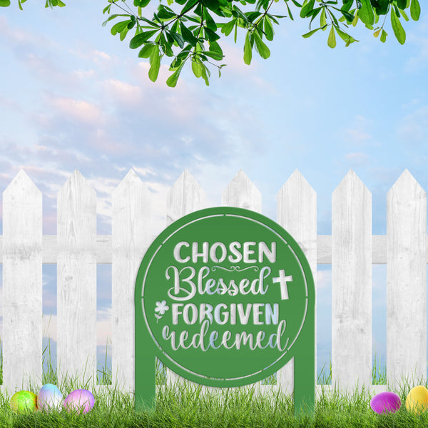 Christian Metal Yard Sign- Easter Decor - Blessed Yard Sign