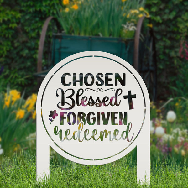 Christian Metal Yard Sign- Easter Decor - Blessed Yard Sign