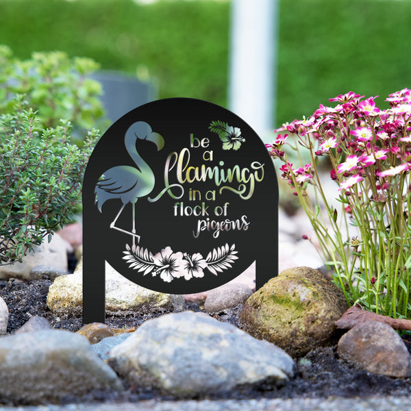 Flamingo Yard Stake with Funny Quote - Unique Metal Garden Accent - Pink Flamingo Home Decor - Charming Outdoor Lawn Art - Tropical Flowers