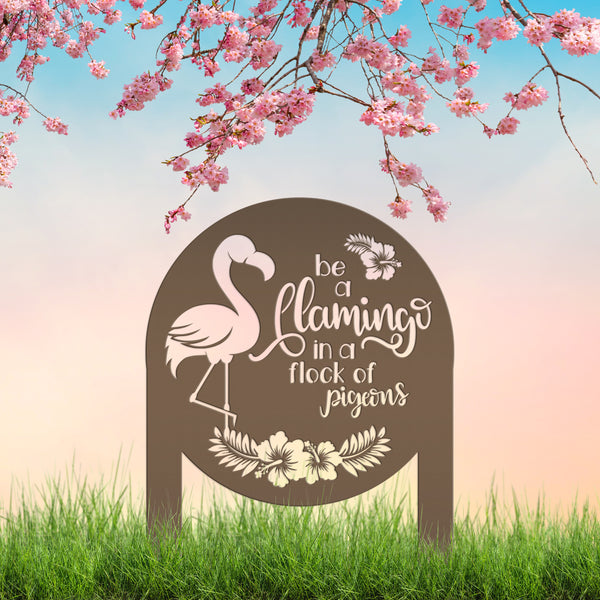 Flamingo Yard Stake with Funny Quote - Unique Metal Garden Accent - Pink Flamingo Home Decor - Charming Outdoor Lawn Art - Tropical Flowers