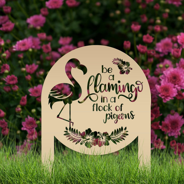 Flamingo Yard Stake with Funny Quote - Unique Metal Garden Accent - Pink Flamingo Home Decor - Charming Outdoor Lawn Art - Tropical Flowers